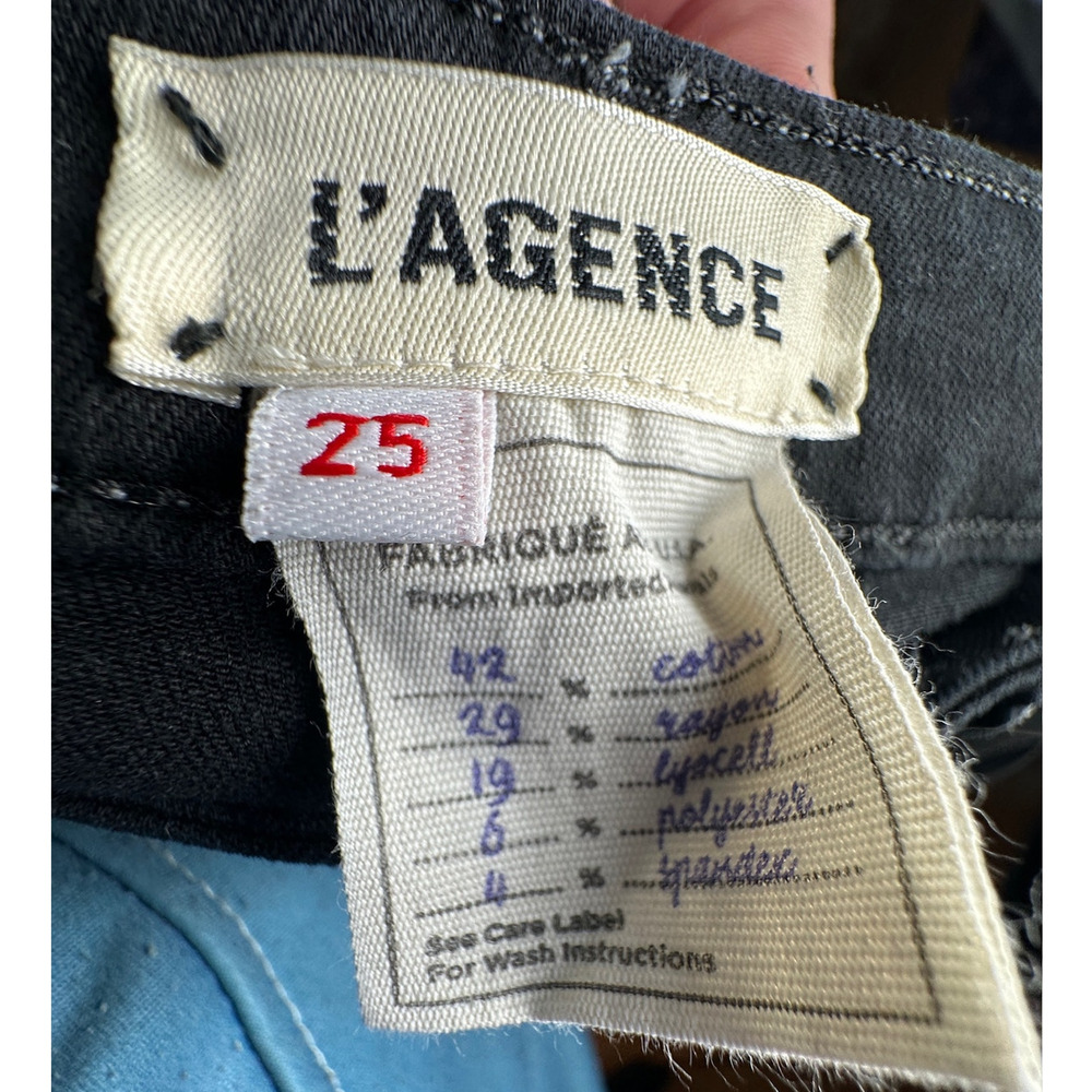 NEW! L'Agence 25 Margot $248  Skinny Jeans White Stitching Crop Mid Rise Black - Picture 4 of 6